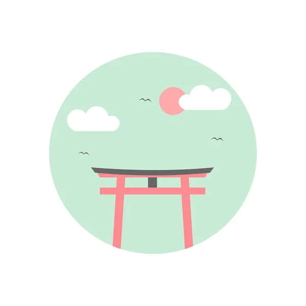 Japonská Tradiční Torii Gate Vektorové Ikony — Stockový vektor