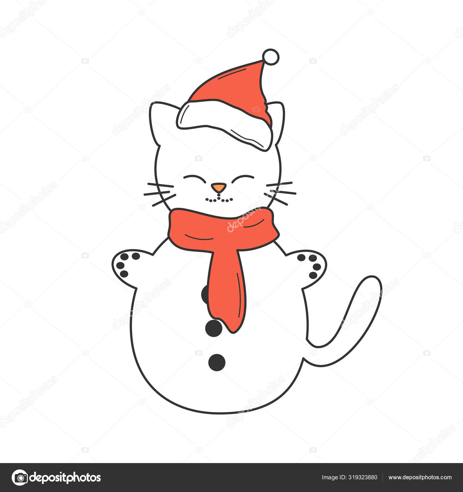 Снеговик кошка рисунок