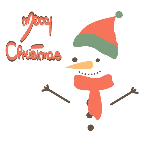 Lindo Vector Vacaciones Mano Dibujado Letras Feliz Tarjeta Navidad Con — Vector de stock