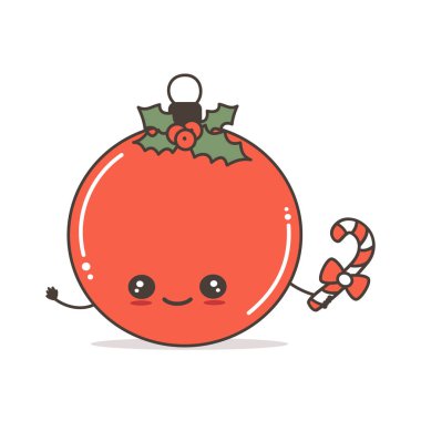 Beyaz arkaplanda izole edilmiş şirin çizgi film noel balosu vektör çizimi