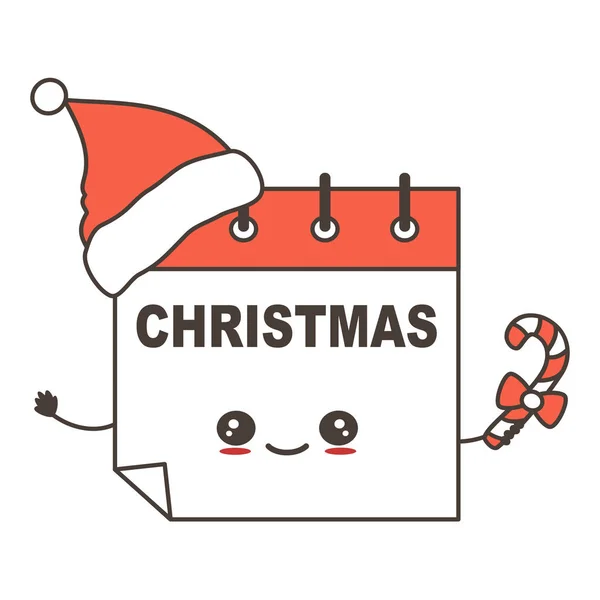 크리스마스 클로스 모자의 재미있는 삽화로 귀여운 캐릭터 — 스톡 벡터