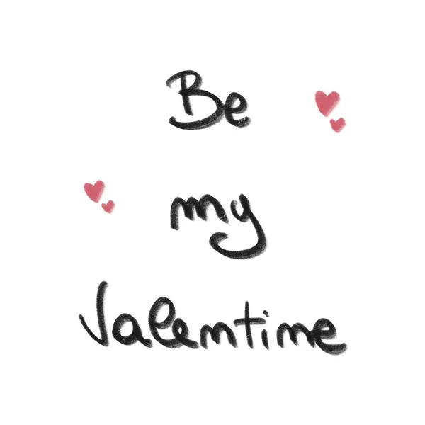 Cute Hand Drawn Lettering Valentine Text Holidays Illustration Valentine Day — ストック写真