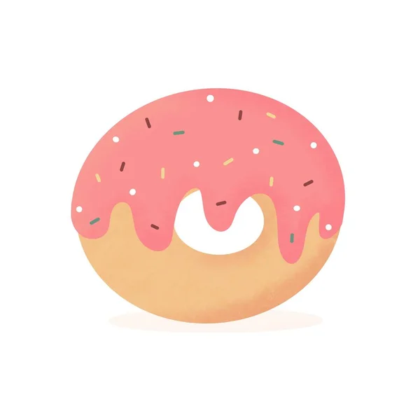 Cute Cartoon Donut Isolated White Background — 스톡 사진