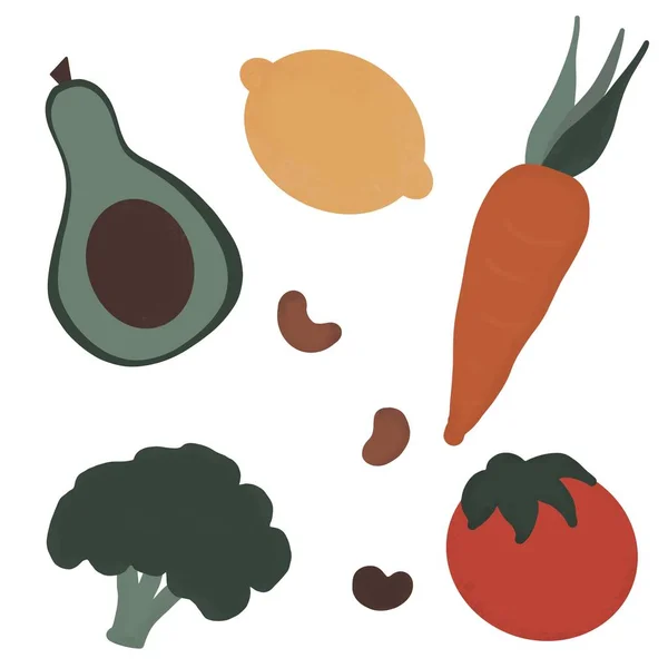 Clip Art Set Ručně Kreslenou Zeleninou — Stock fotografie