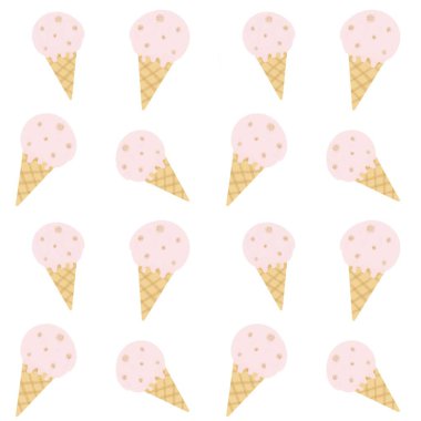 Şirin el pembe ve altın renkli külah dondurma arkaplansız arkaplan çizimi