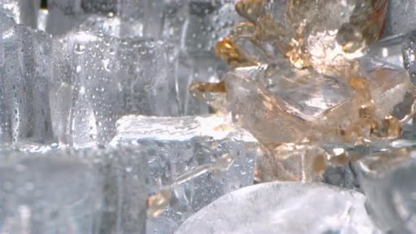 Hielo Vierte Cubos Hielo Cámara Lenta — Vídeo de stock