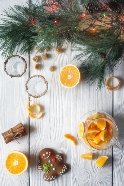 Set for orange grog preparation vertical — Stock Photo, Image