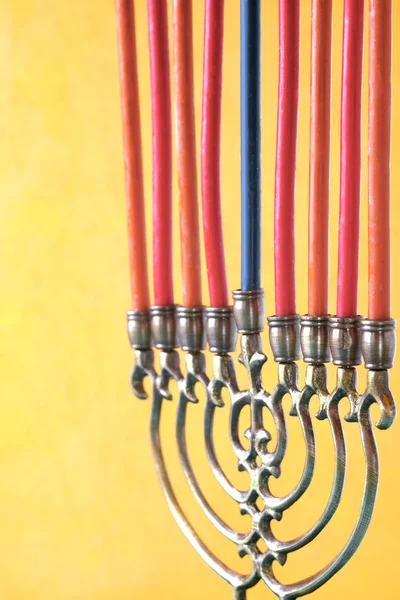 Hanukkah menorah com velas verticais — Fotografia de Stock