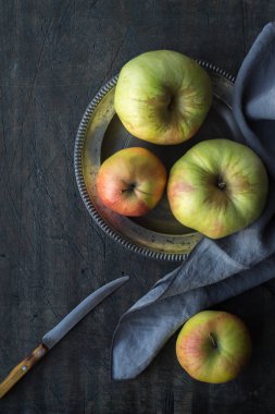 Elma koyu çizilmiş arka planında dikey