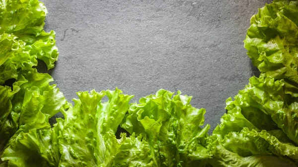 Kayrak karesinde yeşil çiftlik salata — Stok fotoğraf