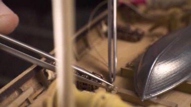 İp bağlamak gemi closeup video modelinin güverte tekne
