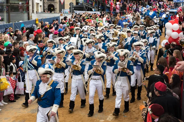 Music Band on the rose monday parade  in Cologne - rose monday parade in Cologne February 27, 2017 — Stock Photo, Image