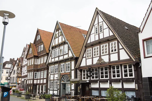 Historyczne fasady w centrum miasta Detmold — Zdjęcie stockowe
