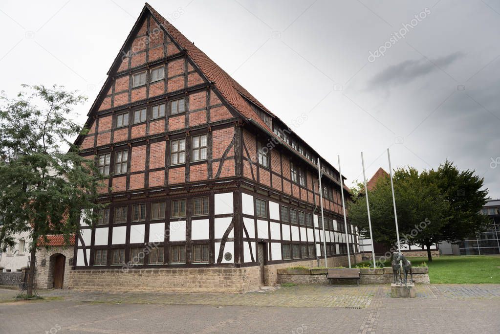 Half-timbered house beside the Lippischen land museum in the cit