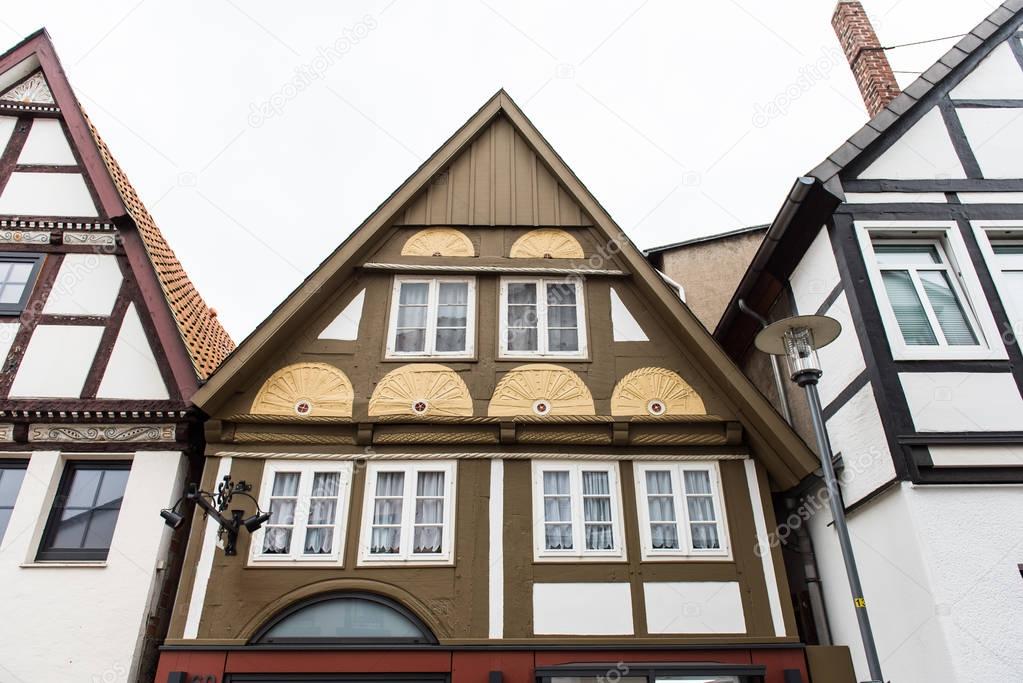 historical facades in the city centre of the city of Detmold