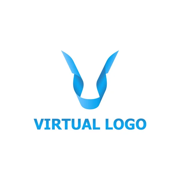 Carta V Modelo de logotipo virtual — Vetor de Stock