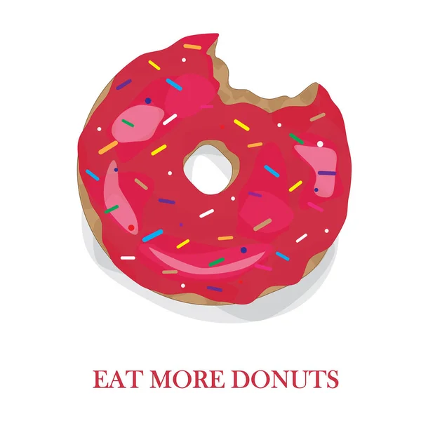 Ешьте больше пончиков, розовые пончики, векторные иллюстрации — стоковый вектор