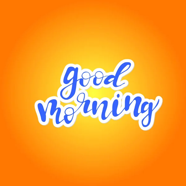 Good Morning Lettering Vector Illustration Orange Background — Stock Vector