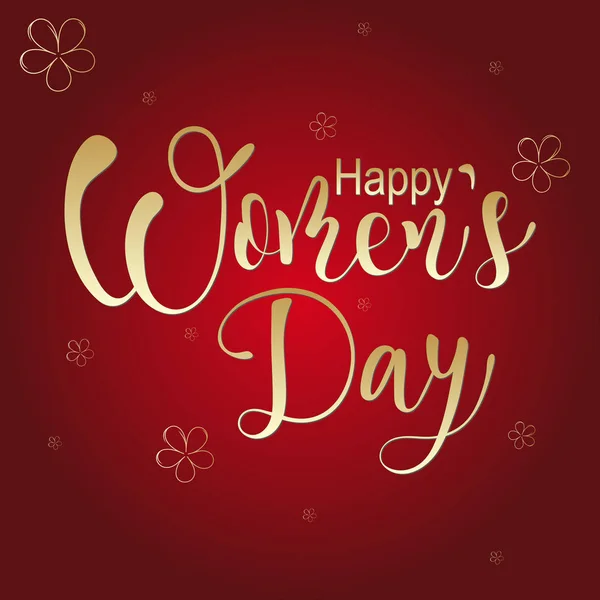Ημέρα Της Γυναίκας Ευτυχισμένη Ευχετήρια Κάρτα Διάνυσμα Γράμματα Εικονογράφηση Κόκκινο — Διανυσματικό Αρχείο