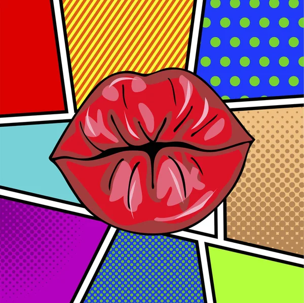 Sweet Sexy Pop Art Pair Glossy Vector Lips Open Sexy — Stock Vector