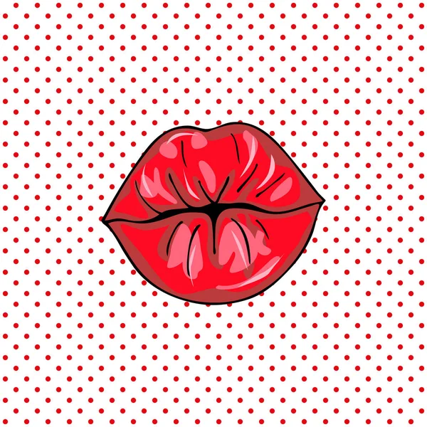 Süße Sexy Pop Art Paar Glänzende Vektor Lippen Offene Sexy — Stockvektor
