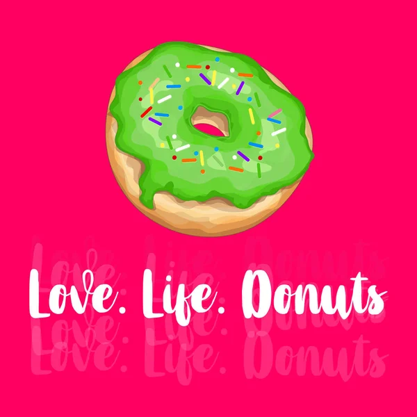 Com Amor Vida Donuts Letras Caligráficas Desenhadas Mão Ilustração Cartão —  Vetores de Stock