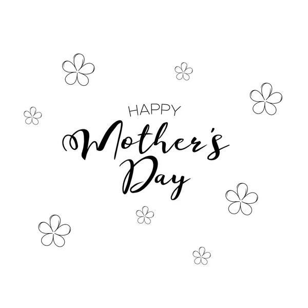 Boldog Anyák Napja Vektoros Illusztráció Virágok Fehér Háttér Felirat — Stock Vector