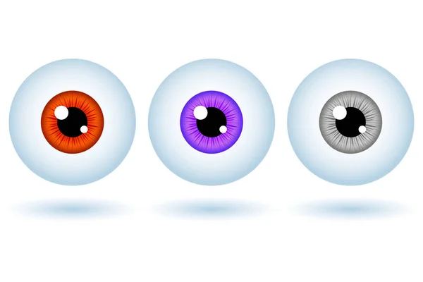 Cartão Engraçado Halloween Conjunto Monstro Vermelho Olhos Violeta Cinza Set —  Vetores de Stock