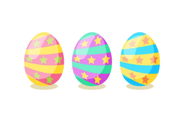 Feliz Tarjeta Pascua Conjunto Lindos Huevos Pascua Con Diferente Textura — Vector de stock