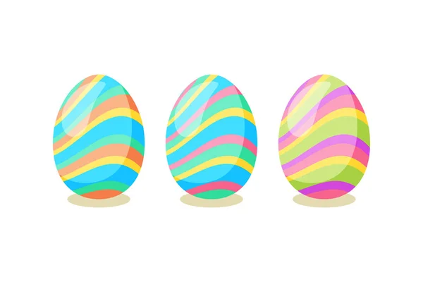 Feliz Tarjeta Pascua Conjunto Lindos Huevos Pascua Con Diferente Textura — Vector de stock