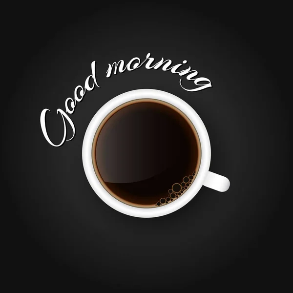 Good Morning Flat Design Cup Coffee Vector Isolated Illustration Black — Stock Vector