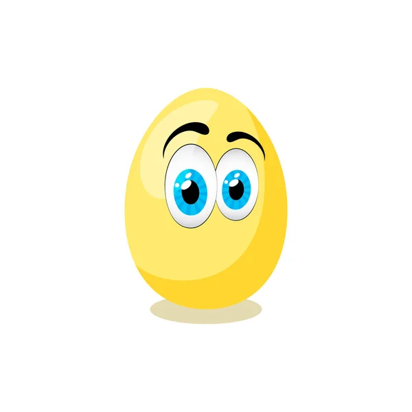 Veselé Velikonoce Roztomilé Žluté Velikonoční Vajíčka Obličejem Bílém Pozadí Jarní — Stockový vektor