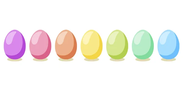 Buona Pasqua Set Uova Pasqua Colore Diverso Fondo Bianco Illustrazione — Vettoriale Stock