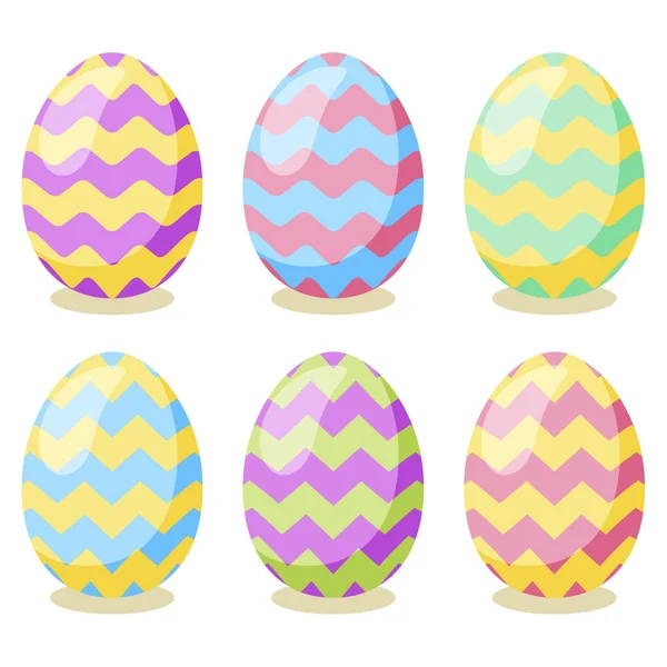 Feliz Tarjeta Pascua Conjunto Huevos Pascua Con Diferente Textura Sobre — Vector de stock