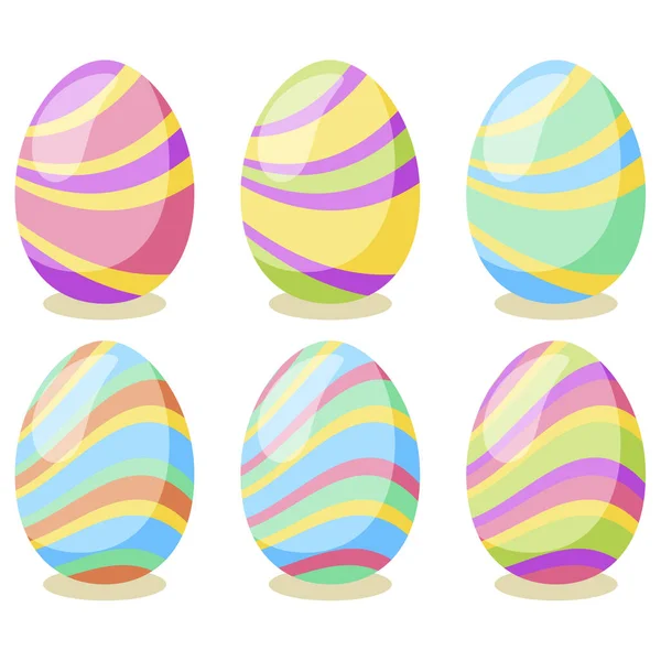 Happy Easter Card Set Easter Eggs Different Texture White Background — Stock Vector