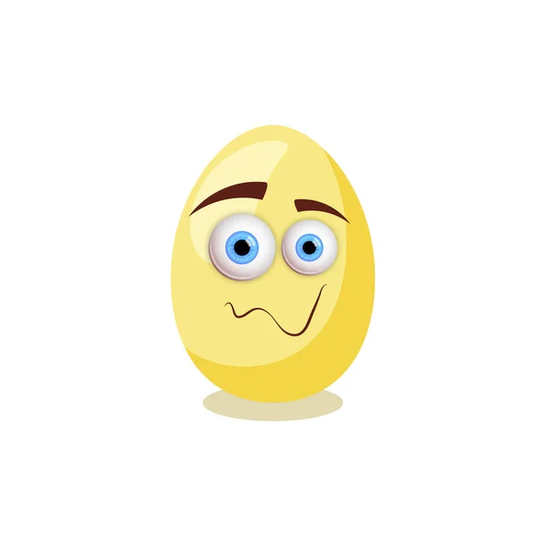 Veselé Velikonoce Vektorové Izolované Ilustrace Žlutým Vejcem Očima Bílém Pozadí — Stockový vektor