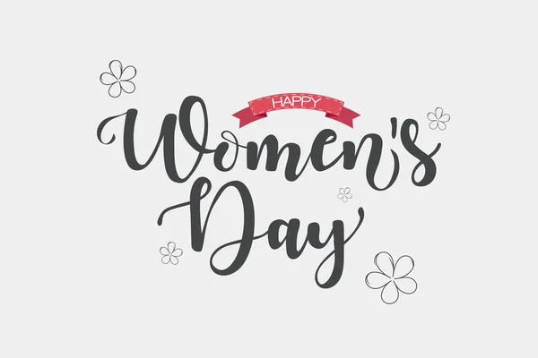 Joyeuse Journée Des Femmes Illustration Lettrage Vectoriel Avec Des Fleurs — Image vectorielle