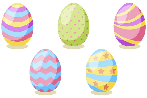 Feliz Tarjeta Pascua Conjunto Lindos Huevos Pascua Con Diferente Textura — Vector de stock