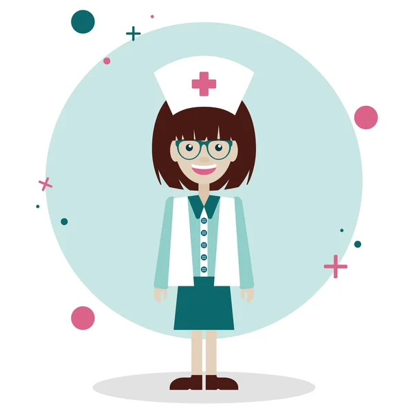 Kvinnlig Sjuksköterska Vektor Isolerad Illustration Vit Bakgrund Medicinskt Koncept Platt — Stock vektor