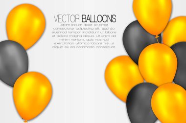 Kutlama tasarımı, şenlikli helyum ışıklı balon, altın rengi ve siyah. Doğum günü şablonunu kutla