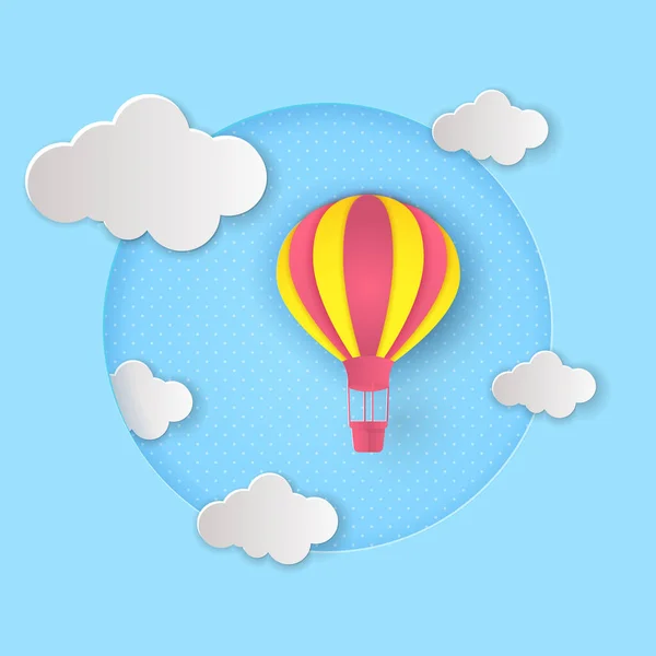 Travel Banner Beautiful Air Balloons Abstract Paper Art Vector Illustration — 스톡 벡터