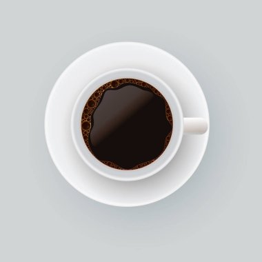 Bir fincan kahve, manzaralı. Gri arkaplanda izole edilmiş vektör illüstrasyonu