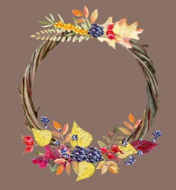 el boyalı suluboya mockup clipart şablon / sonbahar yaprakları