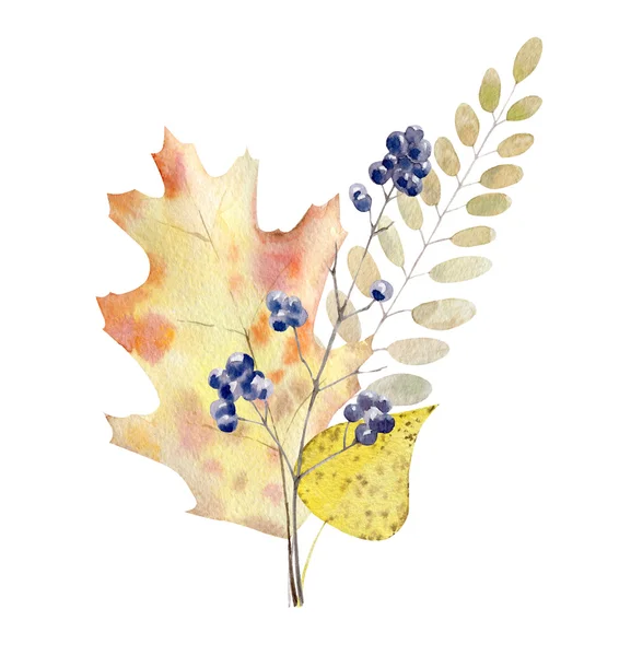 Hand painted watercolor mockup clipart template of autumn leaves — Stock Photo, Image