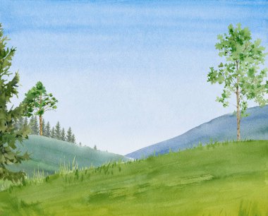 Suluboya handpainted poster şablonu manzara