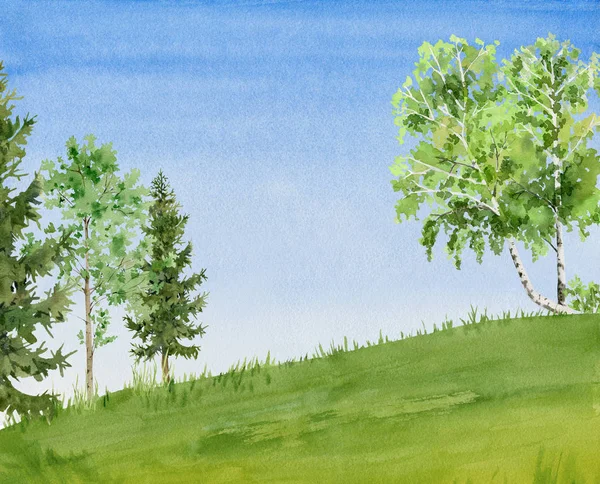 Aquarelle peint à la main modèle d'affiche paysage — Photo