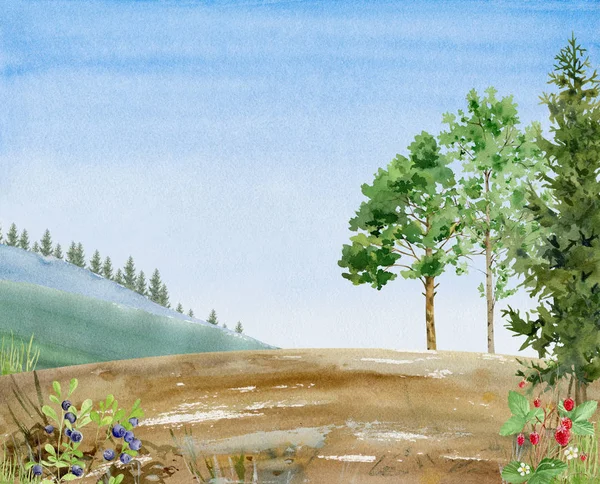 Suluboya handpainted poster şablonu manzara