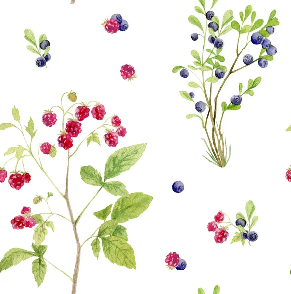 Seamless pattern repeated tile of watercolor berries — Stock Photo, Image