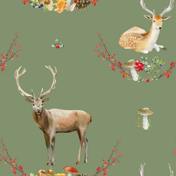 Seamless pattern repeated tile of watercolor animals — Stock Photo, Image