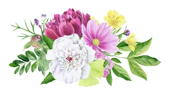 Hermosa acuarela floral clipart aislado —  Fotos de Stock